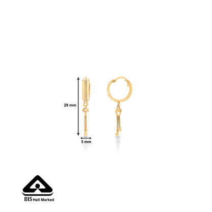 Whispering 22 Karat (916) Yellow Gold Hoops Earring For Women