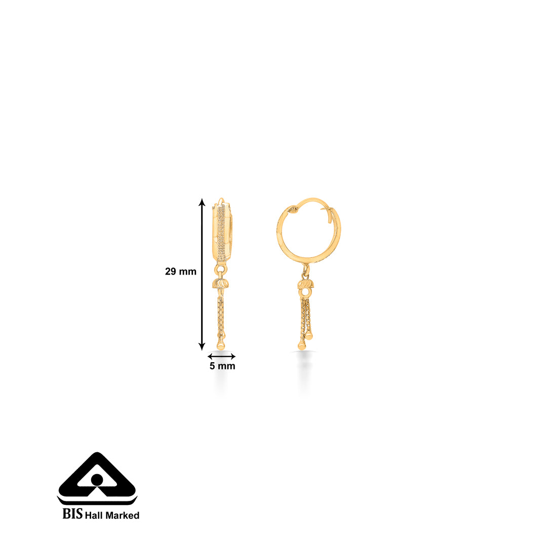 whispering yellow gold hoops earring for women