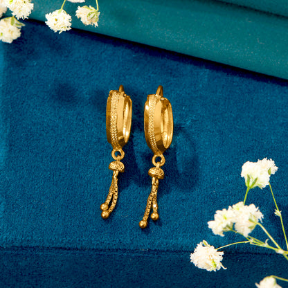 Whispering Yellow Gold Hoops Earring For Women