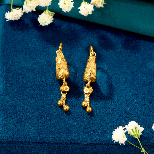 Twilight Tides 22 Karat (916) Yellow Gold Hoops Earring For Women