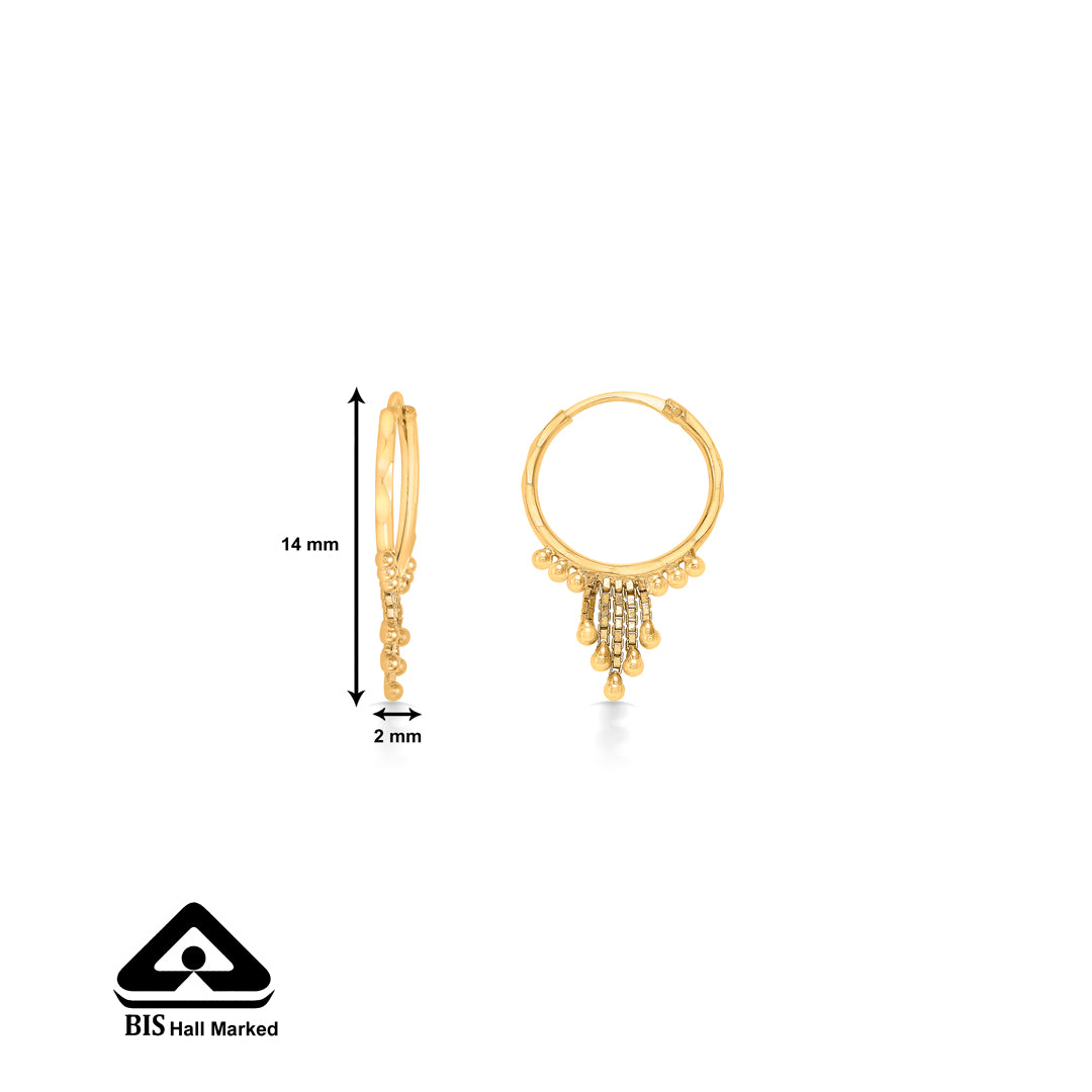 mystic charm 22 karat (916) yellow gold hoops earring for women