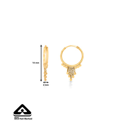 Mystic Charm 22 Karat (916) Yellow Gold Hoops Earring For Women