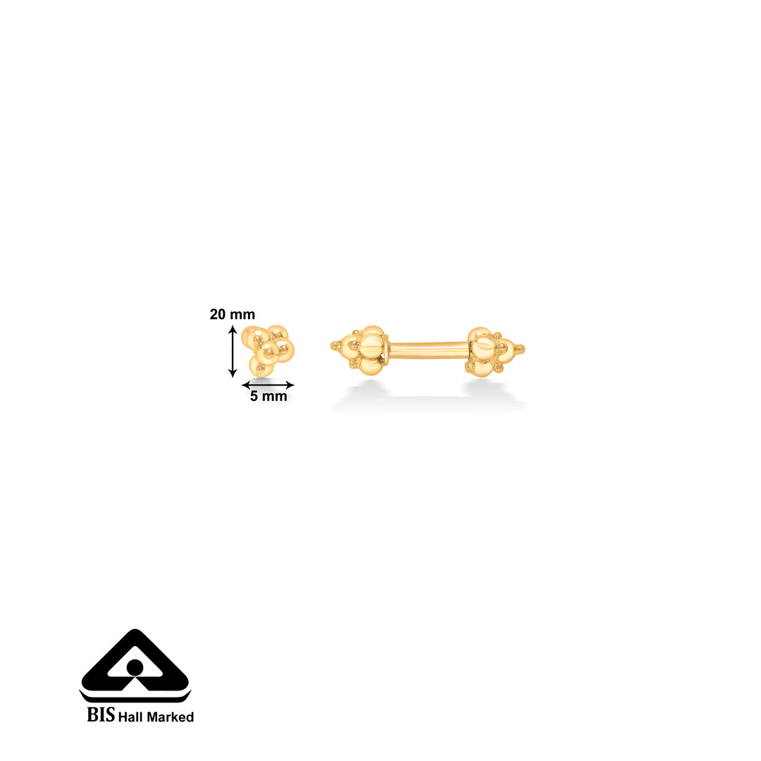 moonlit 22 karat (916) yellow gold stud earring for women