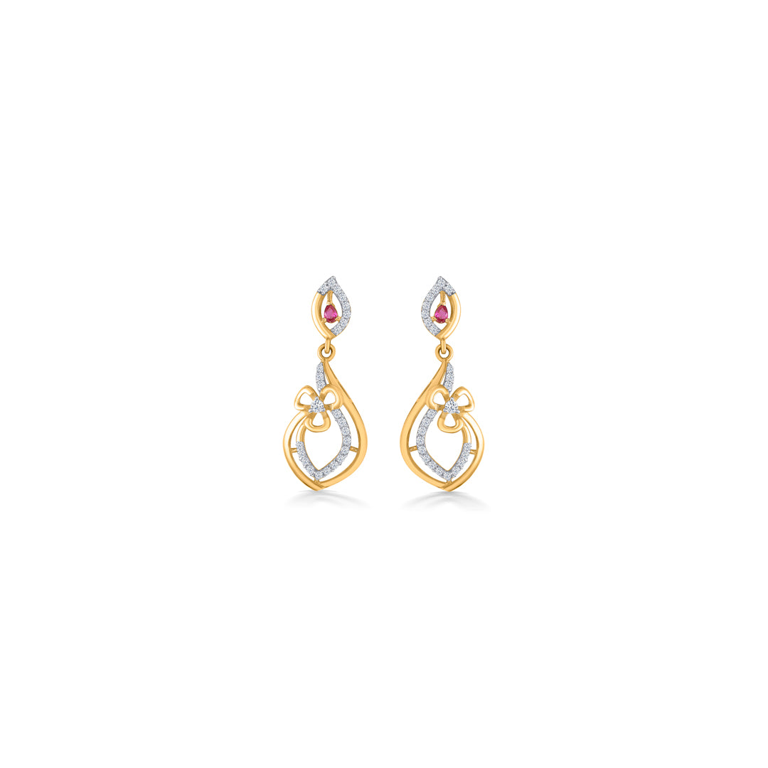 Coral Reef Yellow Gold Dangler Earring For Women