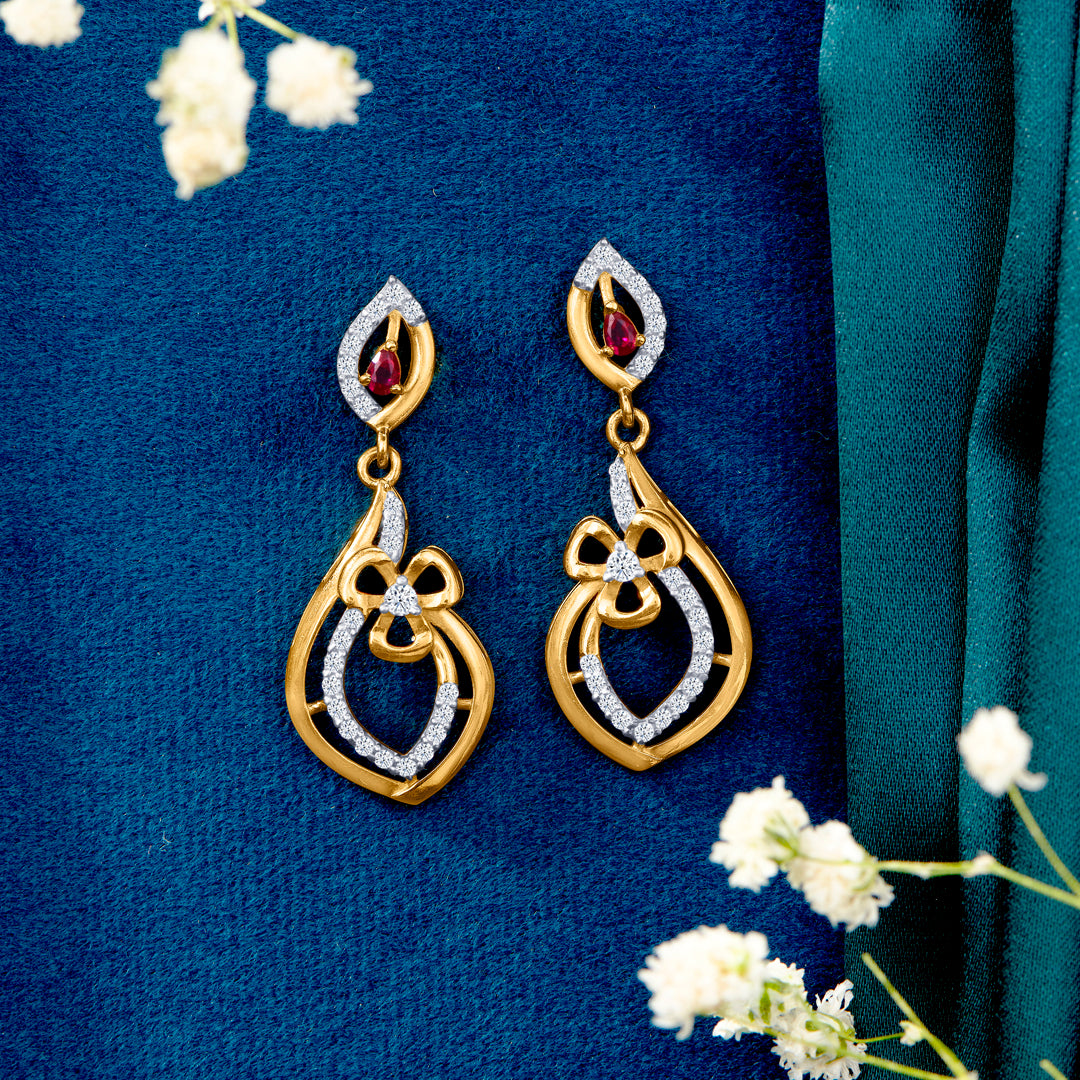 Coral Reef Yellow Gold Dangler Earring For Women