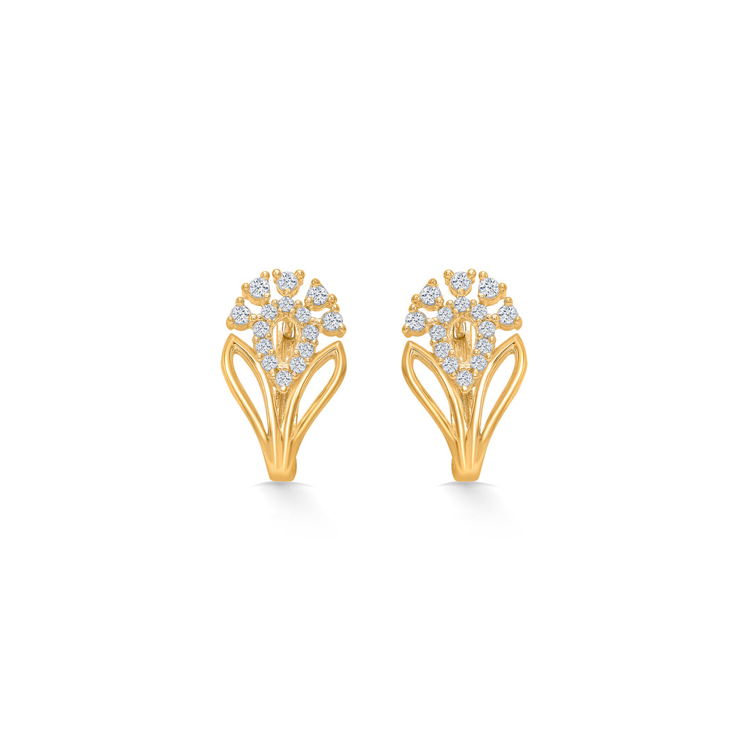 Classic Cube Yellow Gold Huggies Earring For Women