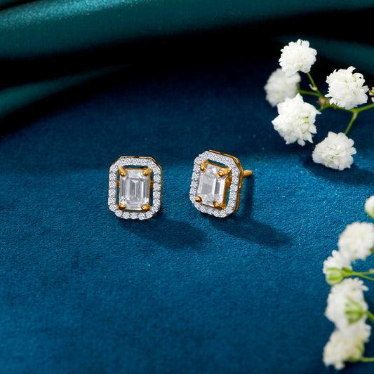 Angular Charm Yellow Gold Stud Earring For Woman