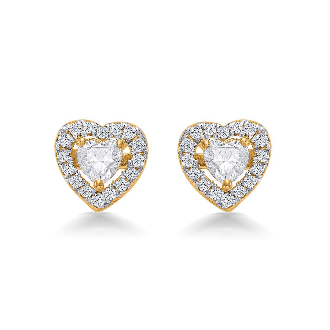Sweetheart Yellow Gold Stud Earring For Women