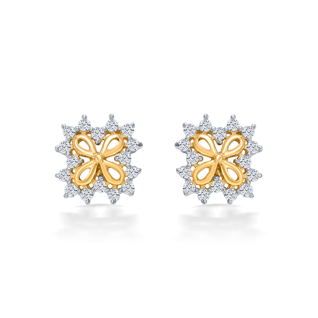Vintage Charm Yellow Gold Stud Earring For Women