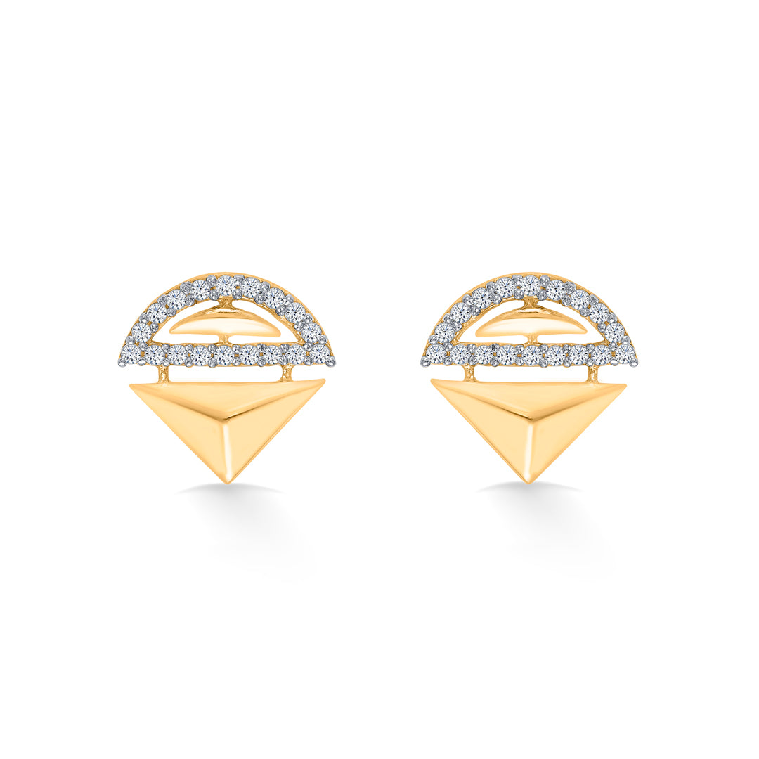 Stylish Nodes Yellow Gold Stud Earring For Women