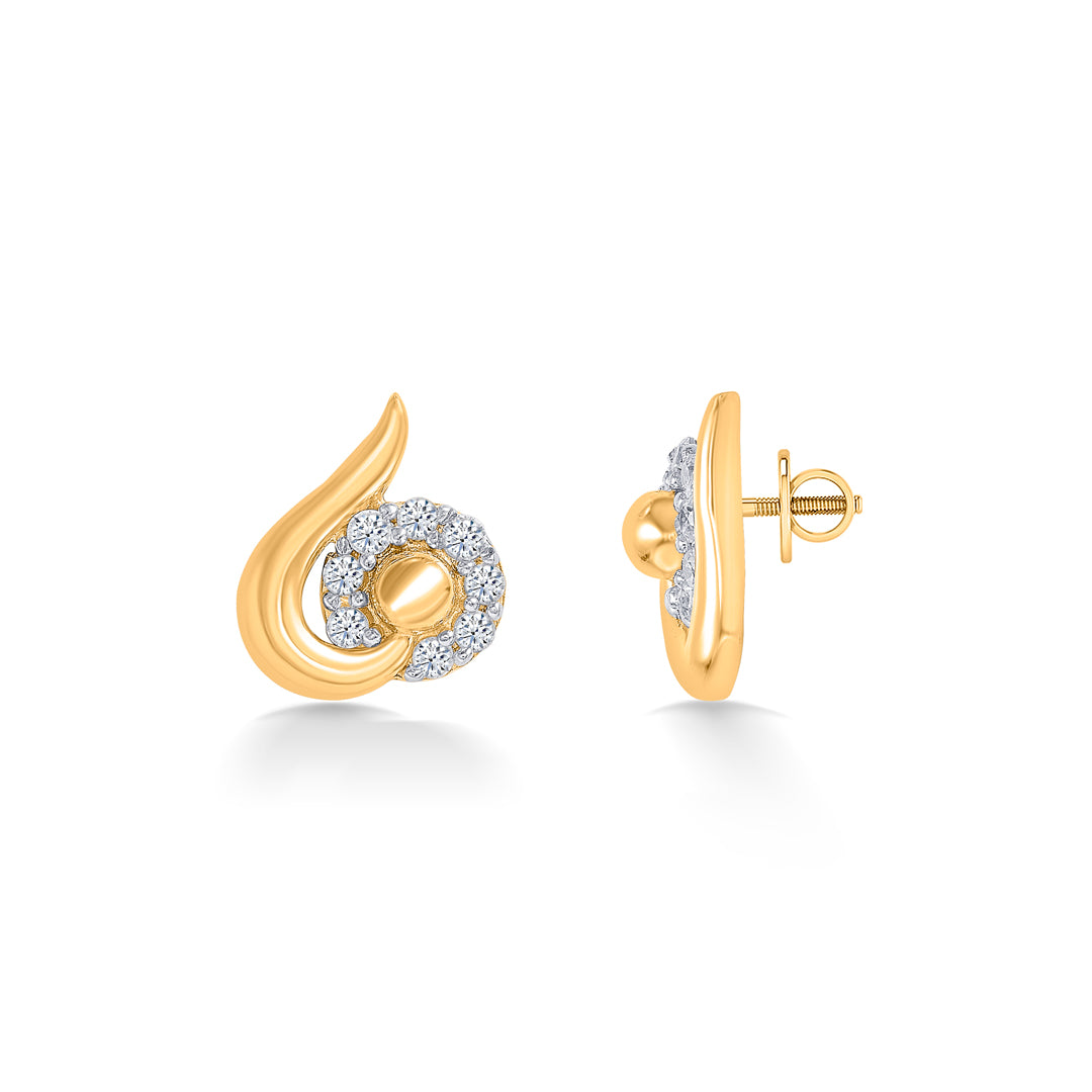 graceful minimalism yellow gold stud earring for women