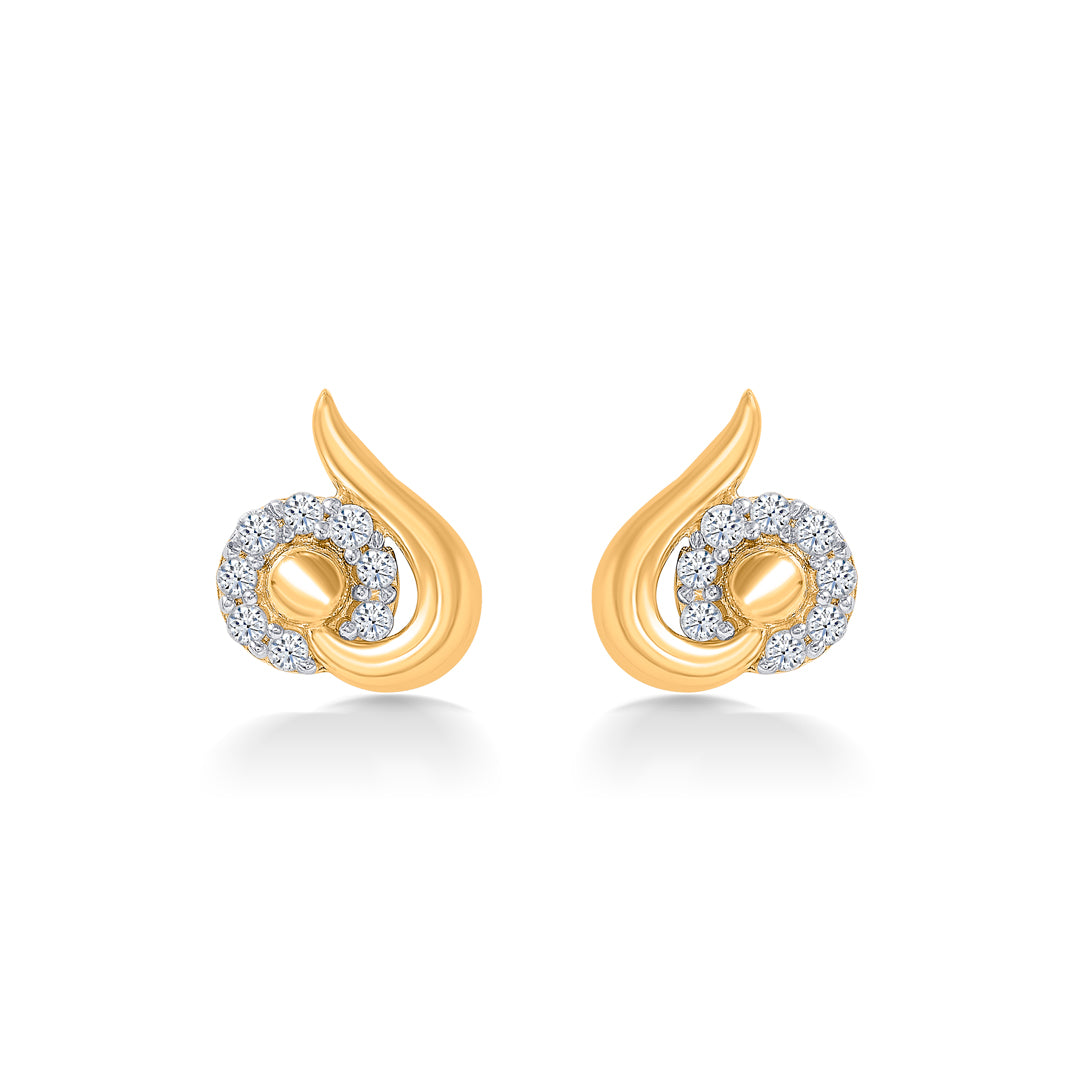 graceful minimalism yellow gold stud earring for women