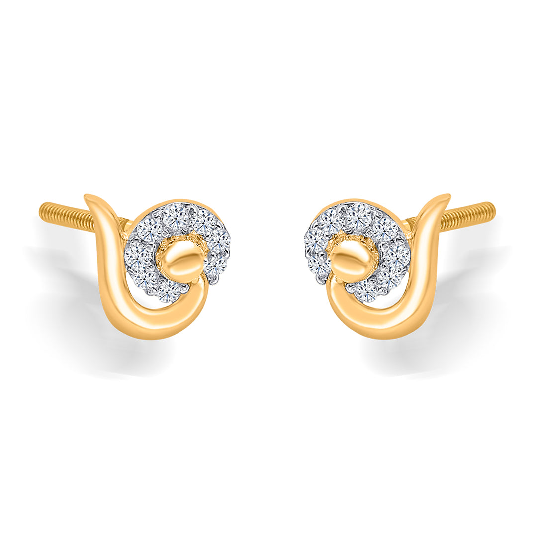 graceful minimalism yellow gold stud earring for women