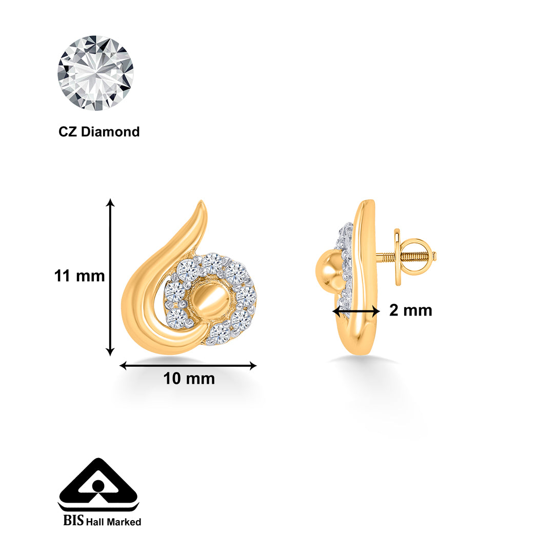 graceful minimalism yellow gold stud earring for women