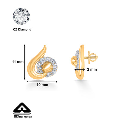 Graceful Minimalism Yellow Gold Stud Earring For Women