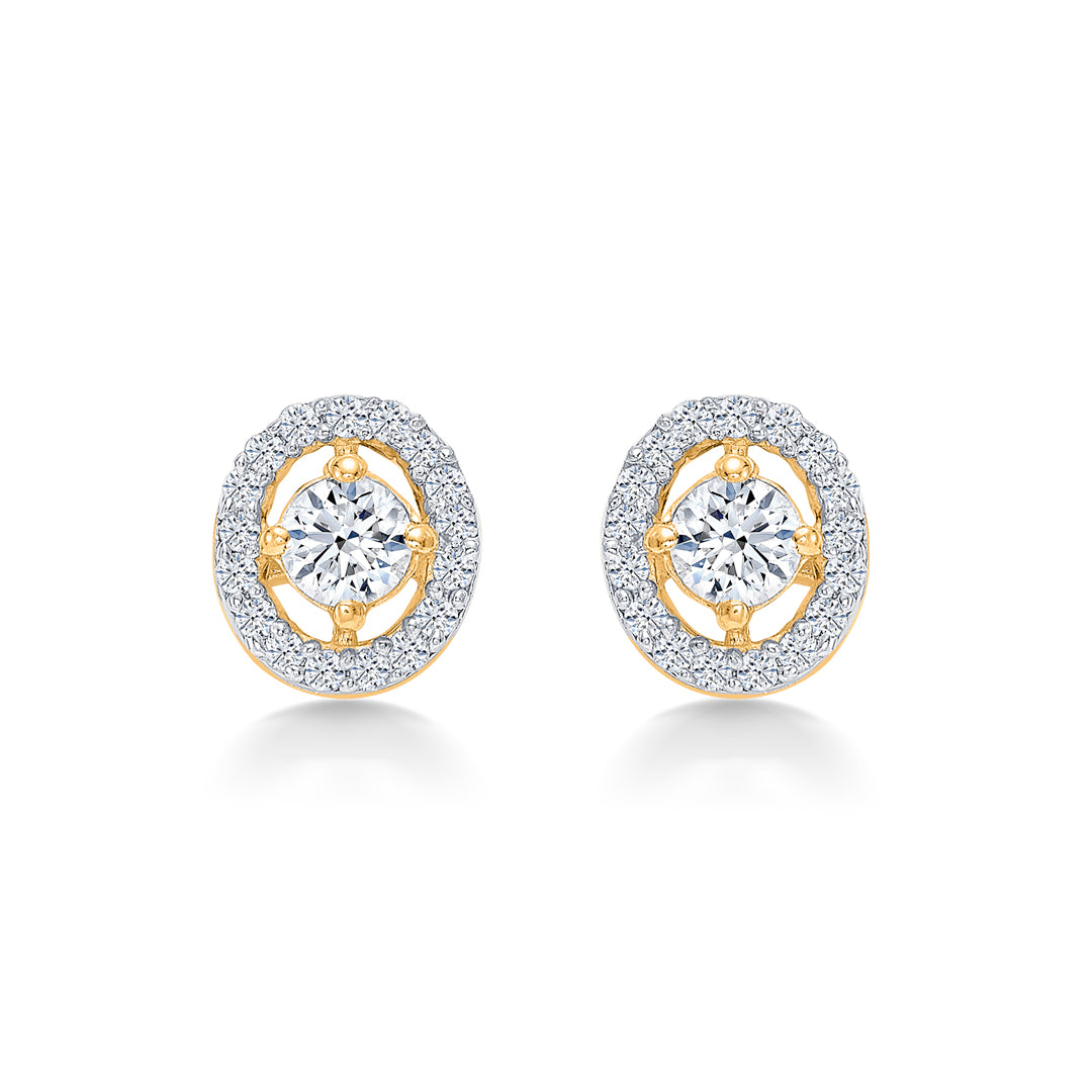 Enigma Orbs Yellow Gold Stud Earring For Women