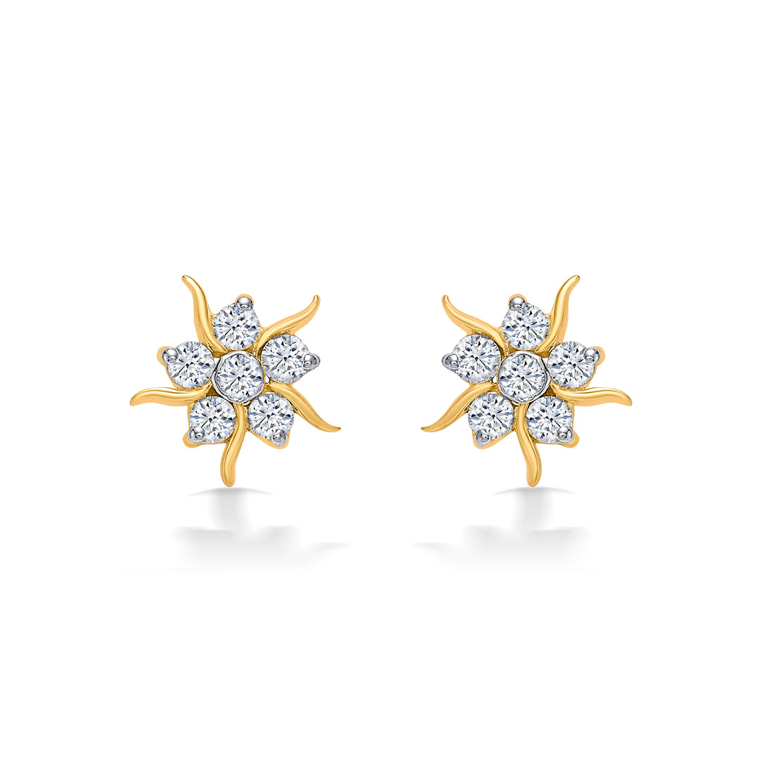 Petite Bloom Yellow Gold Stud Earring For Women