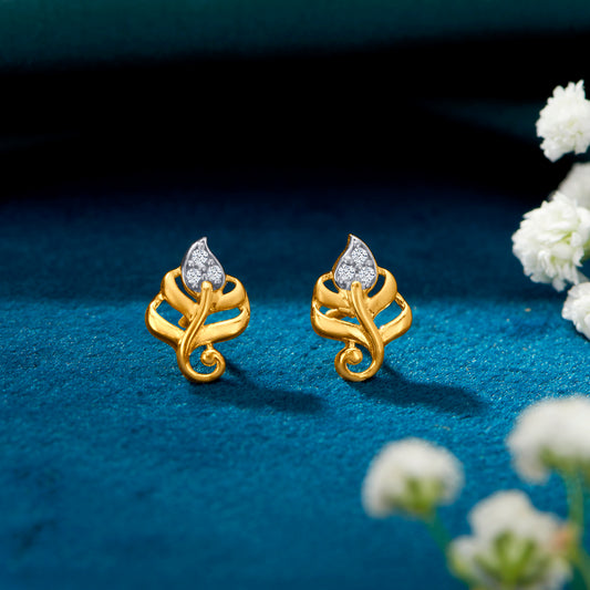 Perennial Grace Yellow Gold Stud Earring For Woman