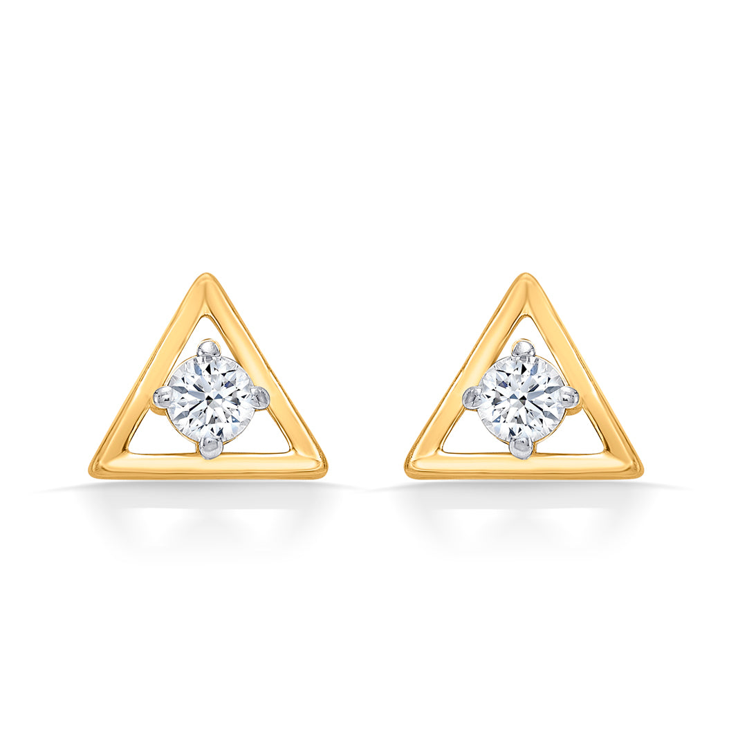 Dynamic Angles Yellow Gold Stud Earring For Women
