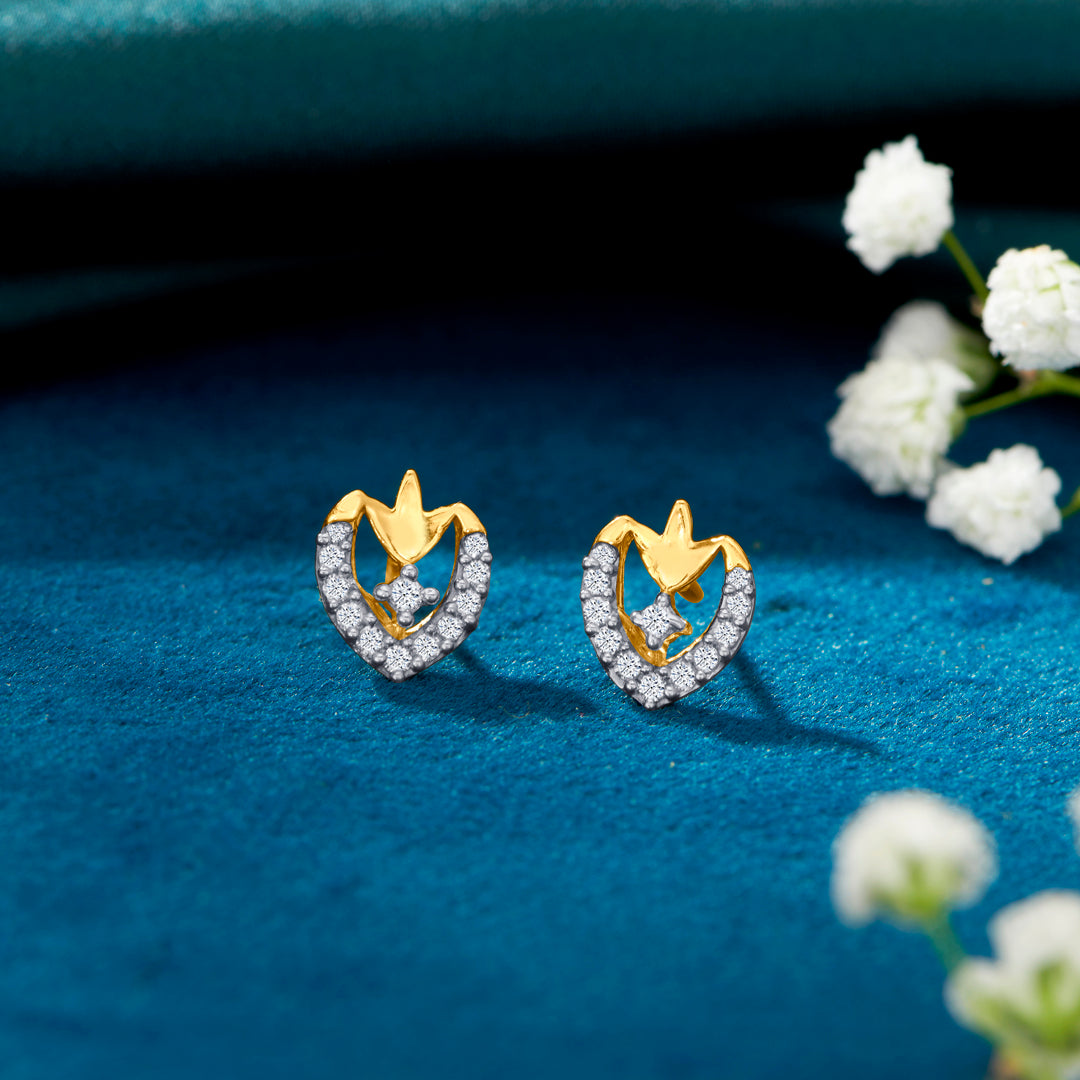 Enduring Grace Yellow Gold Stud Earring For Women
