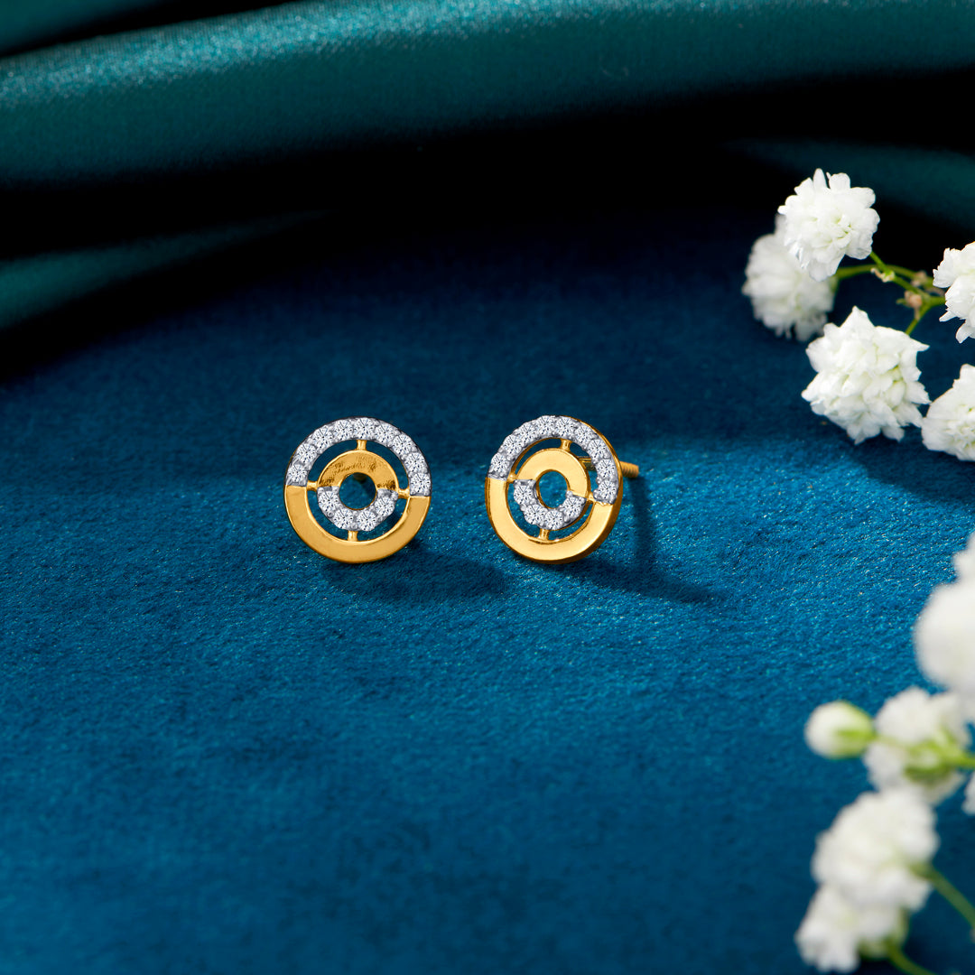 Perfect Sphere Yellow Gold Stud Earring For Women