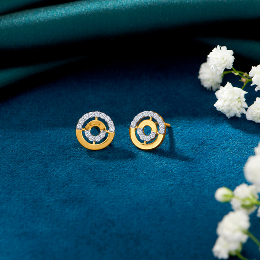 Perfect Sphere Yellow Gold Stud Earring For Woman