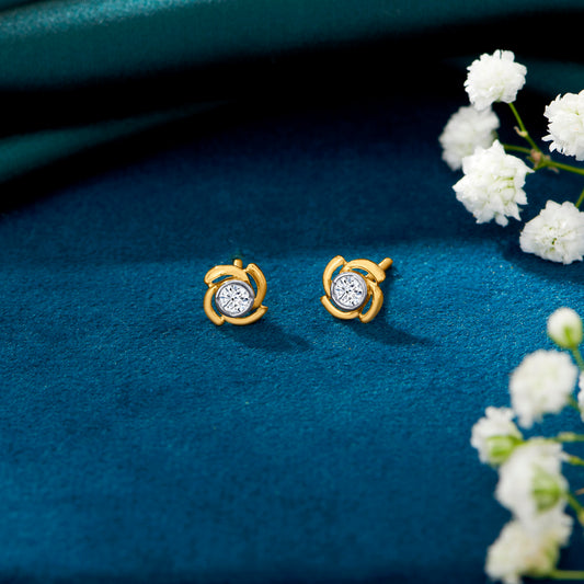 Stellar Flicker Yellow Gold Stud Earring For Woman