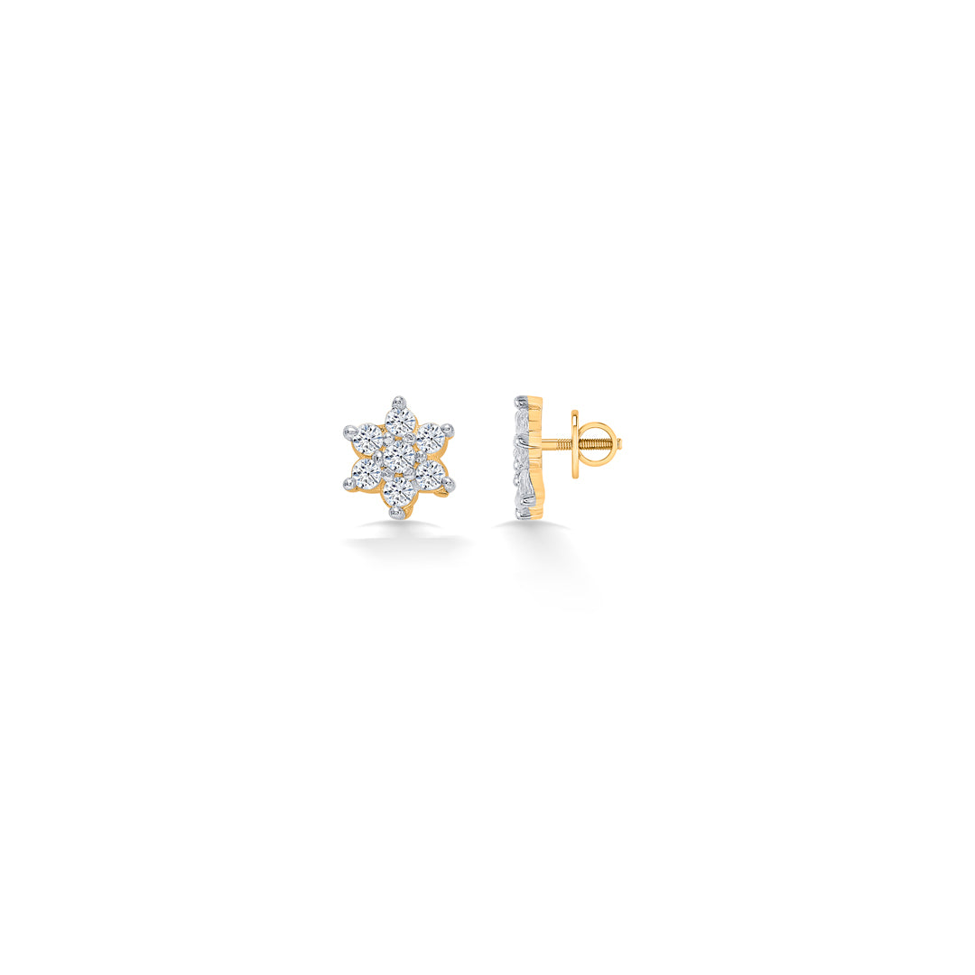 twinkling star yellow gold stud earring for women