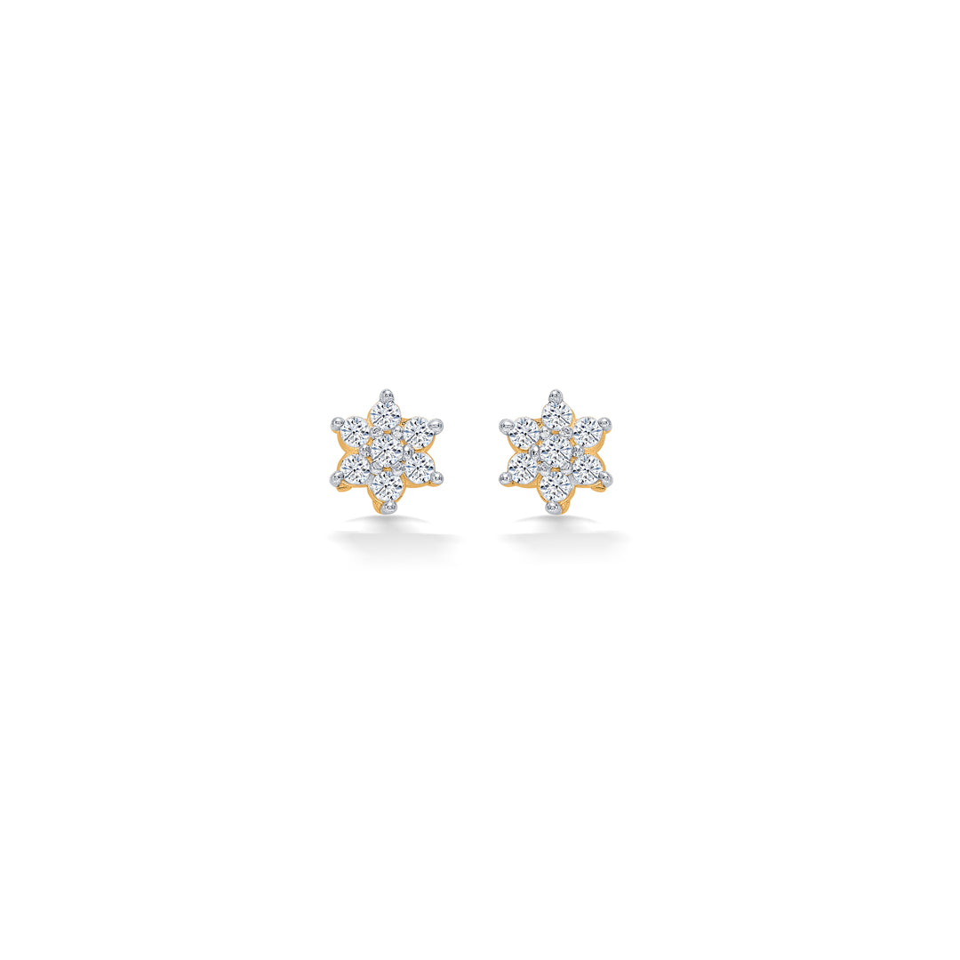 twinkling star yellow gold stud earring for women
