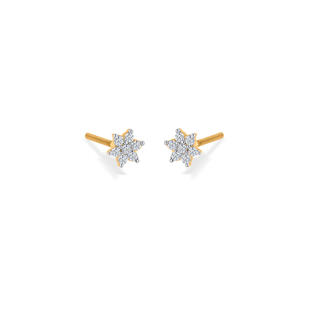 twinkling star yellow gold stud earring for women