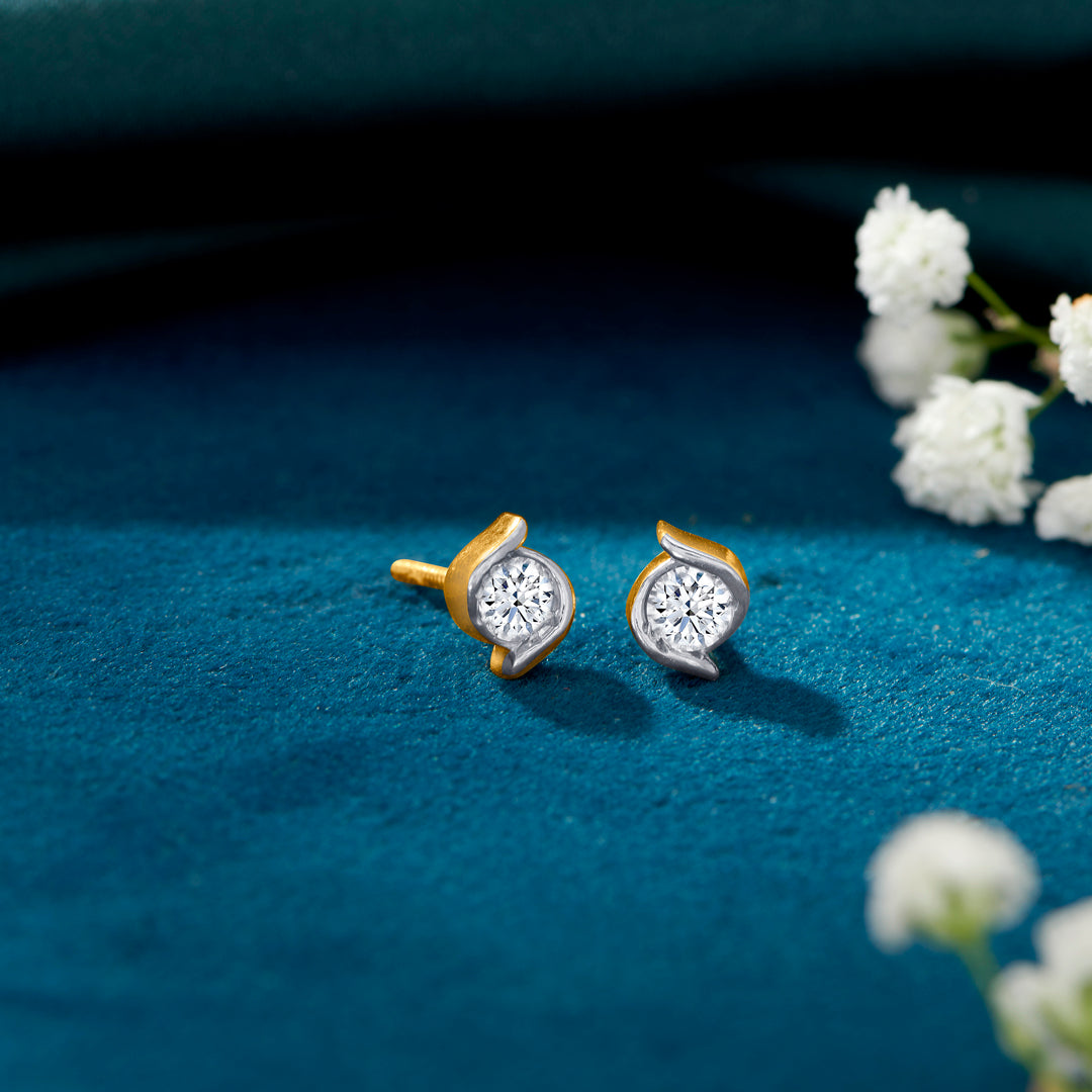 Micro Shine Yellow Gold Stud Earring For Women