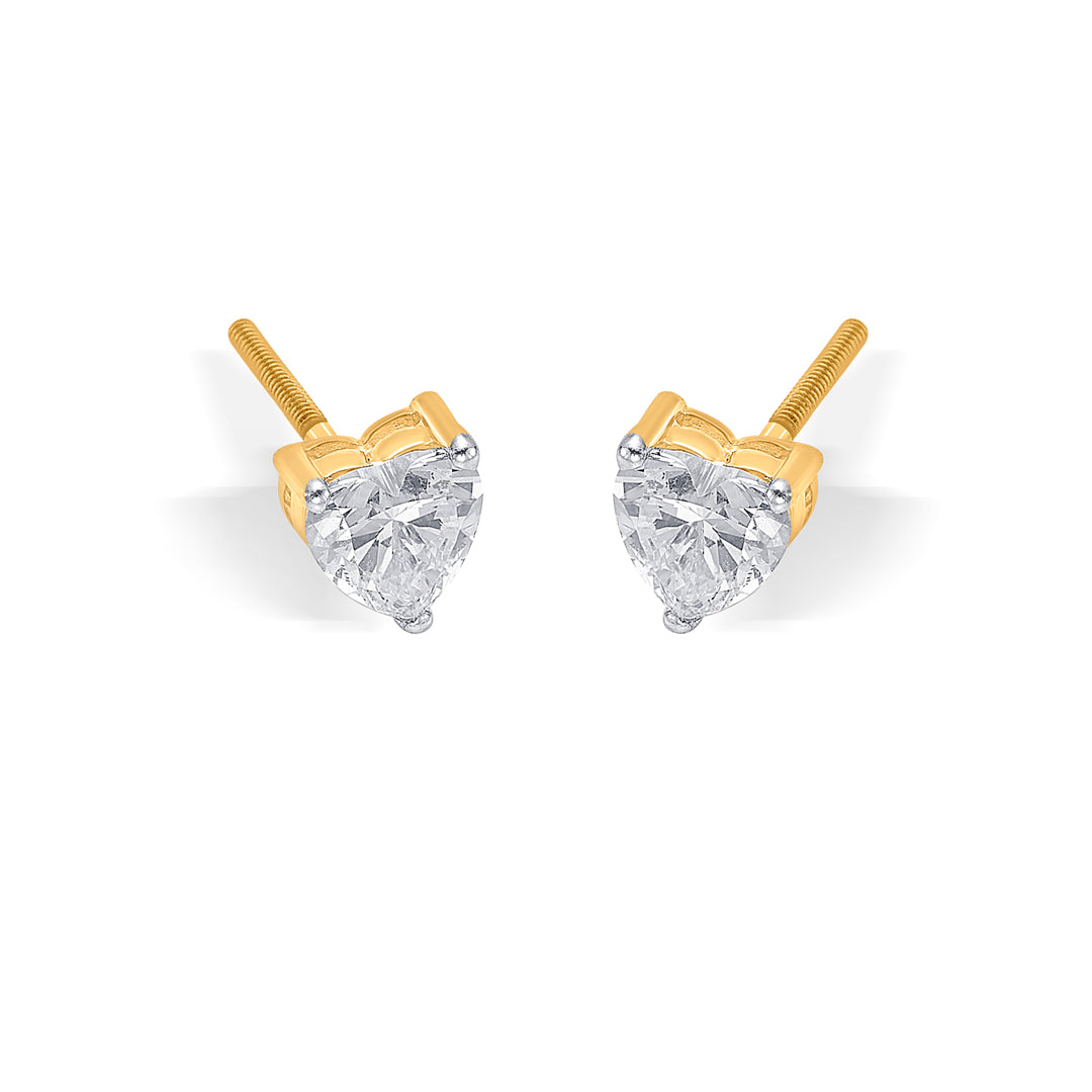 beloved heart yellow gold stud earring for women