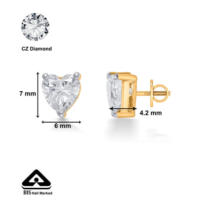 Beloved Heart Yellow Gold Stud Earring For Women