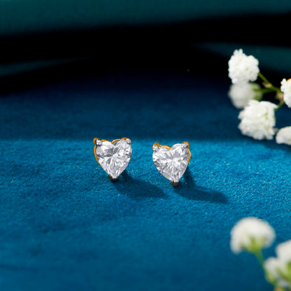 Beloved Heart Yellow Gold Stud Earring For Women