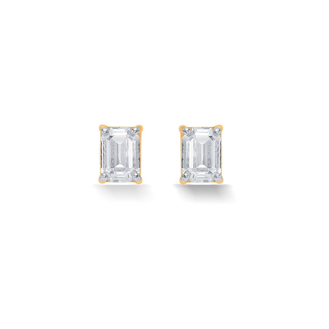 Radiance Crystal Yellow Gold Stud Earring For Women