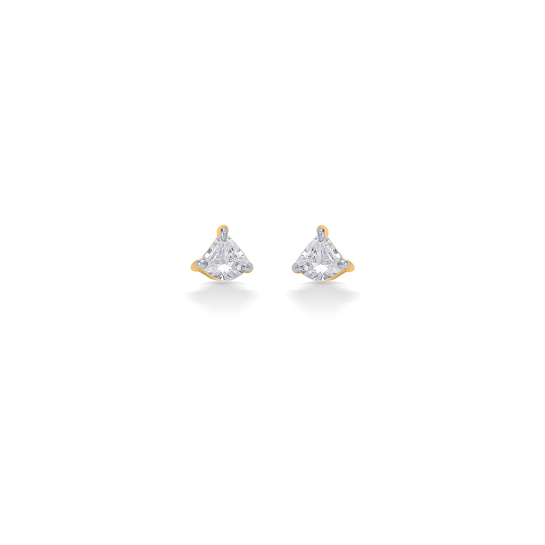 Prism Point Yellow Gold Stud Earring For Women