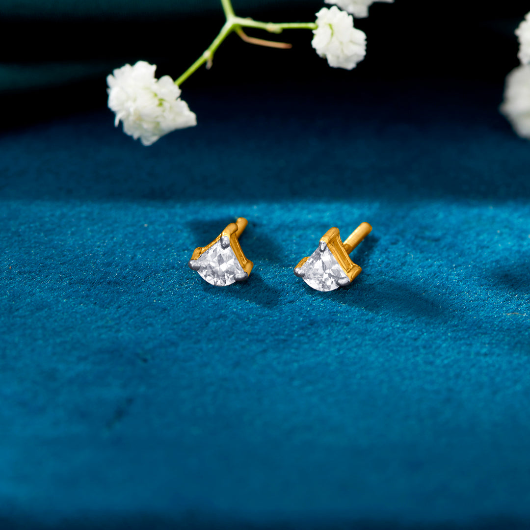 Prism Point Yellow Gold Stud Earring For Women