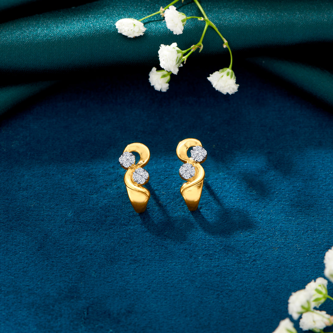 twist aura gold huggies earring