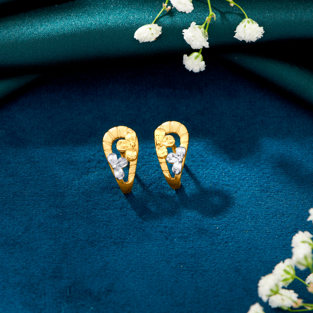 Nexus Spark Yellow Gold Huggies Earring For Women