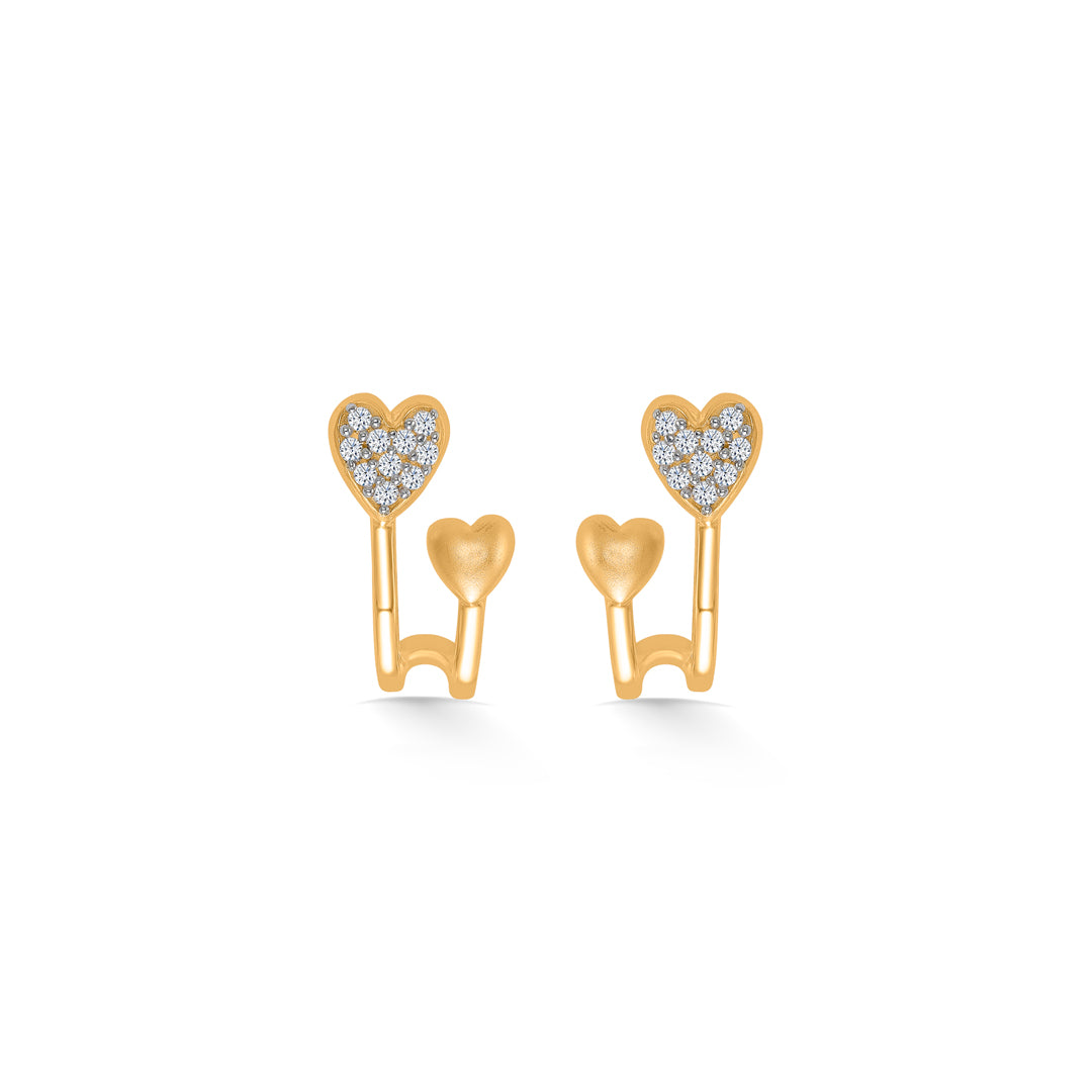 Pure Heart Yellow Gold Huggies Earring For Women