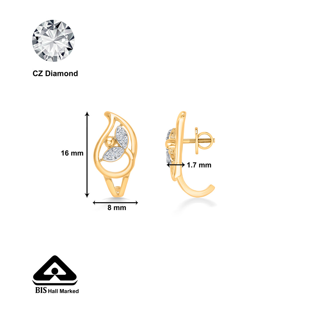 urban gleam yellow gold huggies earring for women