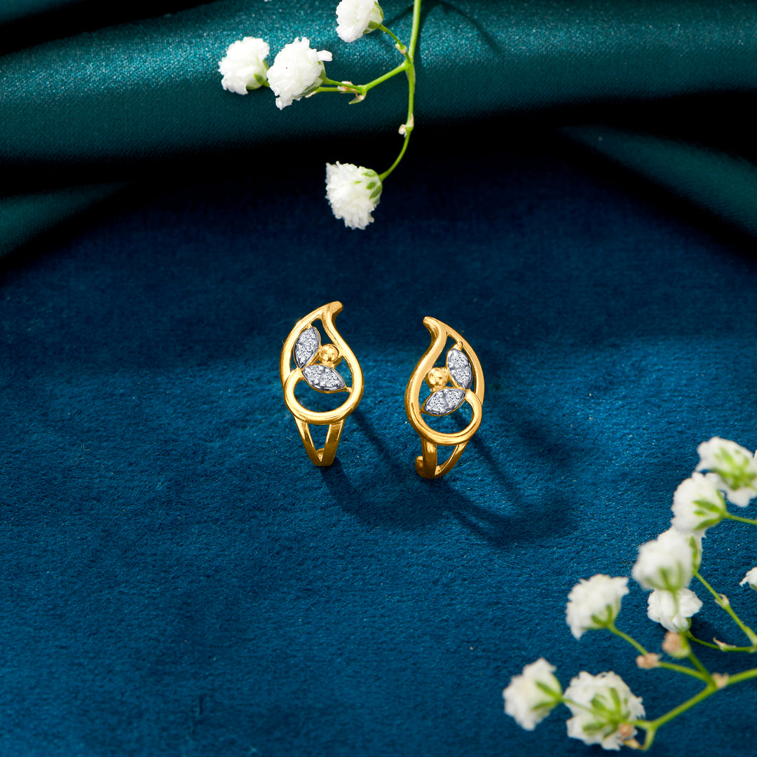 urban gleam yellow gold huggies earring for women