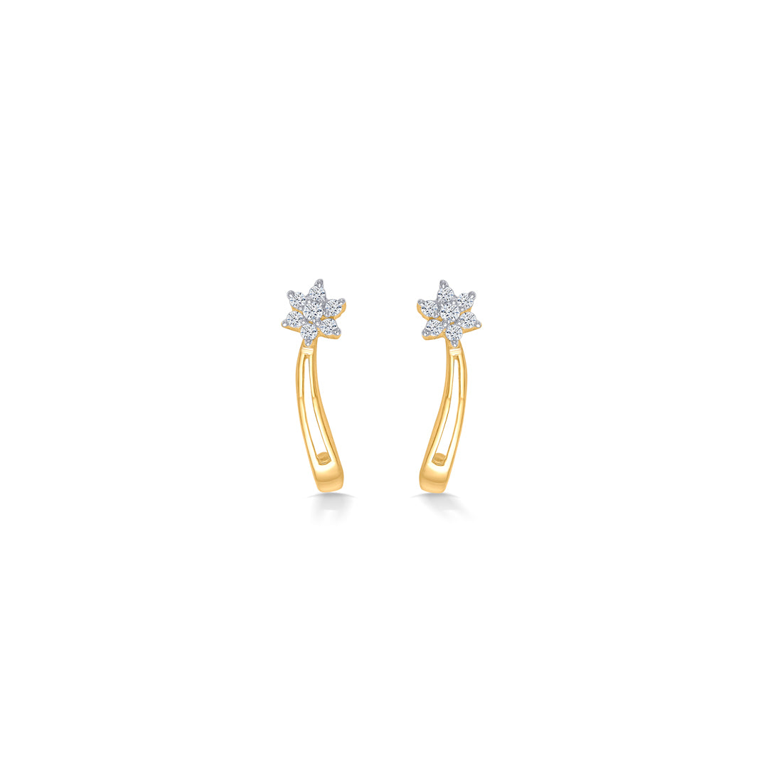 Starry Night Yellow Gold Huggies Earring For Women