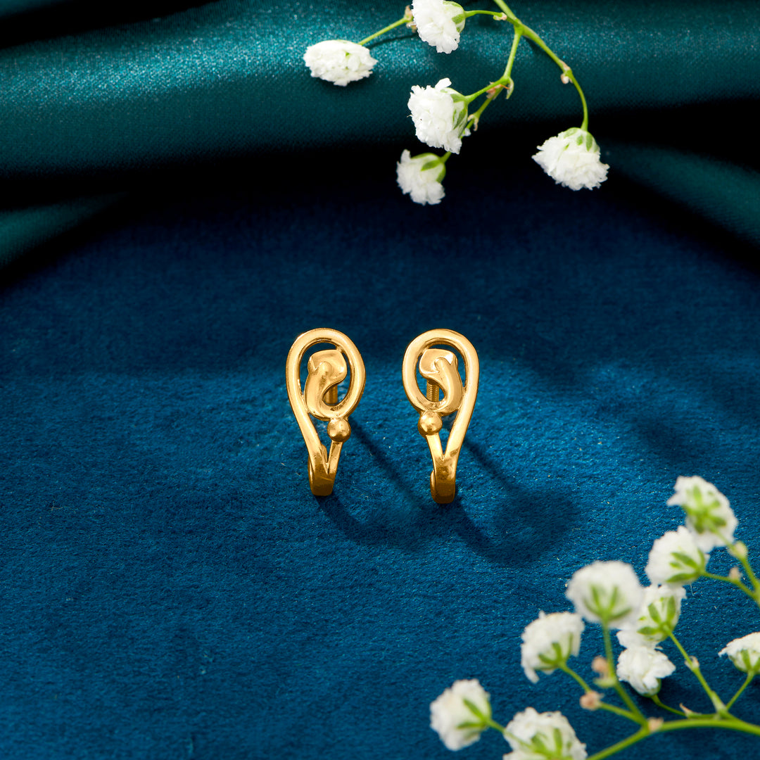 Classic Allure Yellow Gold Huggies Earring For Women