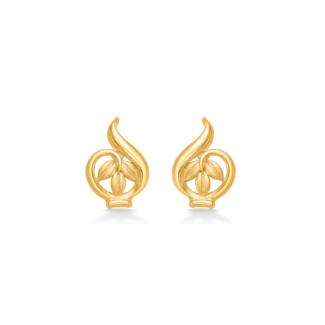 Floral Reverie Yellow Gold Stud Earring For Women
