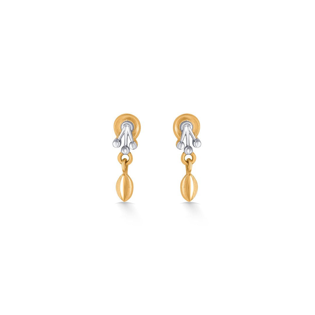 Quantum Glint Yellow Gold Stud Earring For Women