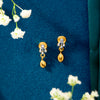 Quantum Glint Yellow Gold Stud Earring For Woman