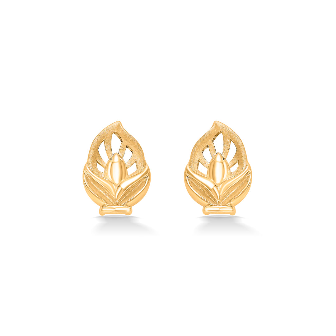 Leafy Breeze Yellow Gold Stud Earring For Women