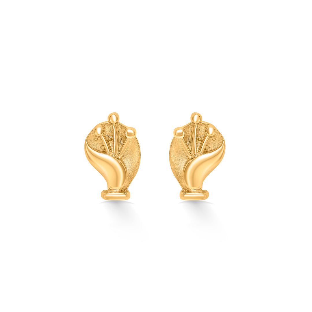 Vintage Harmony Yellow Gold Stud Earring For Women