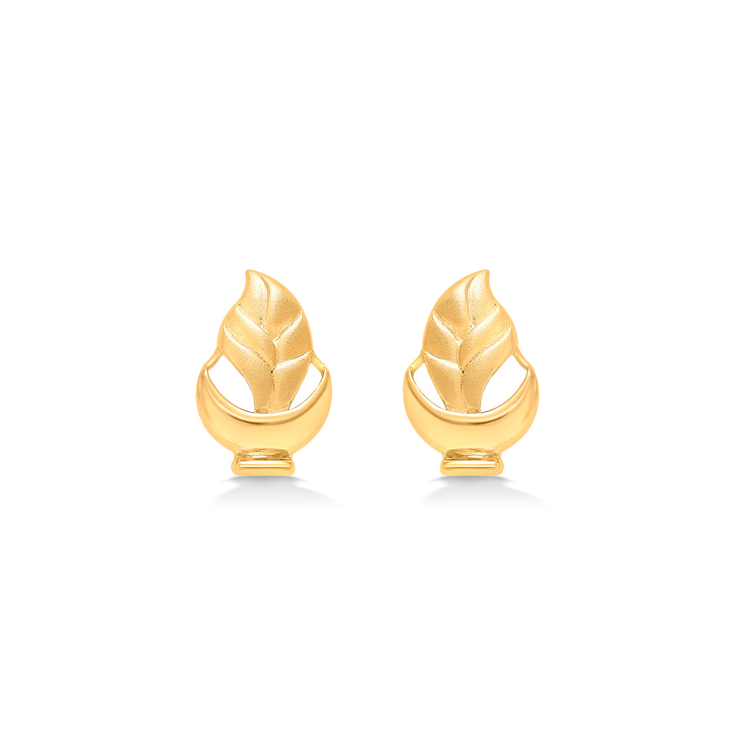 Garden Lattice Yellow Gold Stud Earring For Women